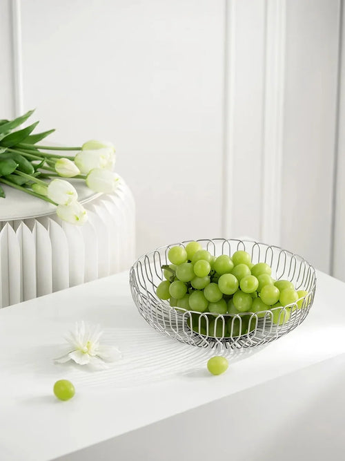 Nordic Stainless Steel Fruit and Vegetable Basket, Bread Baskets for Kitchen, Restaurant, Hotel, Coffee Table, Home Decoration - vue 4 sur 8