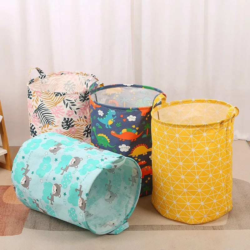 Waterproof linen foldable laundry basket large storage capacity