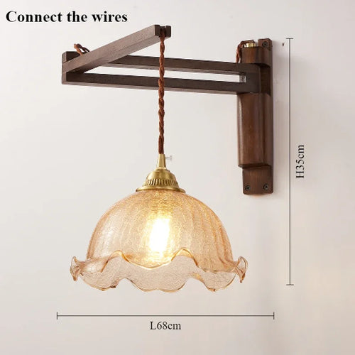 Modern walnut wood lamp with decorative LED light - vue 11 sur 21