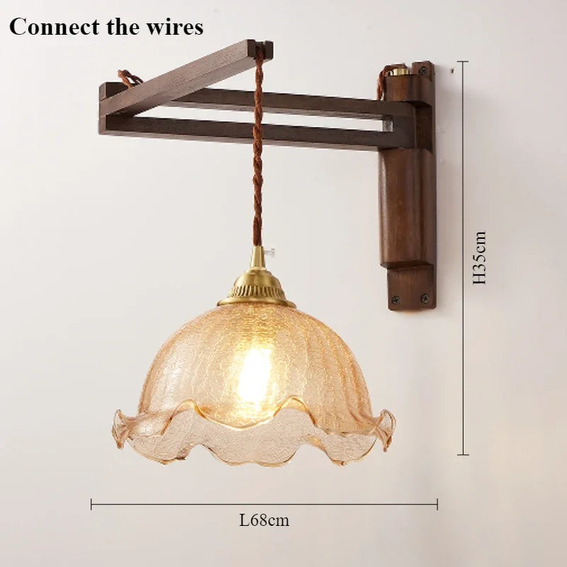 Modern walnut wood lamp with decorative LED light - vue 10 sur 21