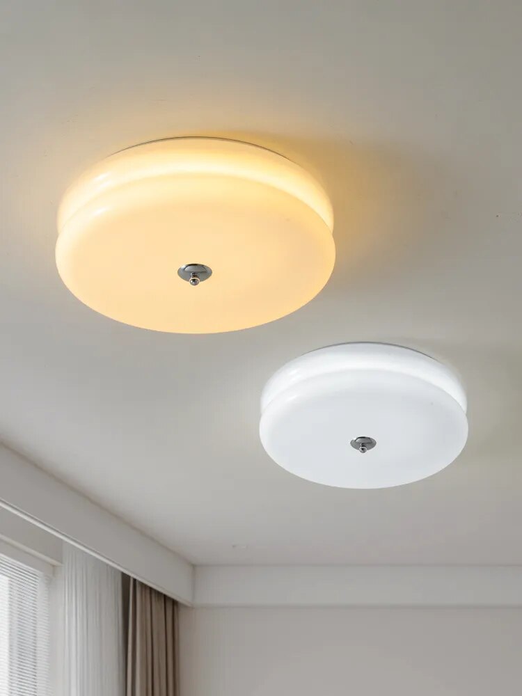 French retro cream glass ceiling light for bedroom - vue 2 sur 9