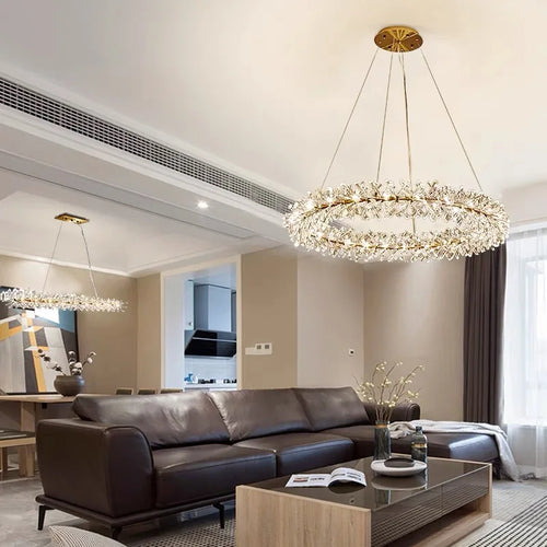 Modern crystal chandelier for elegant indoor lighting - vue 4 sur 14