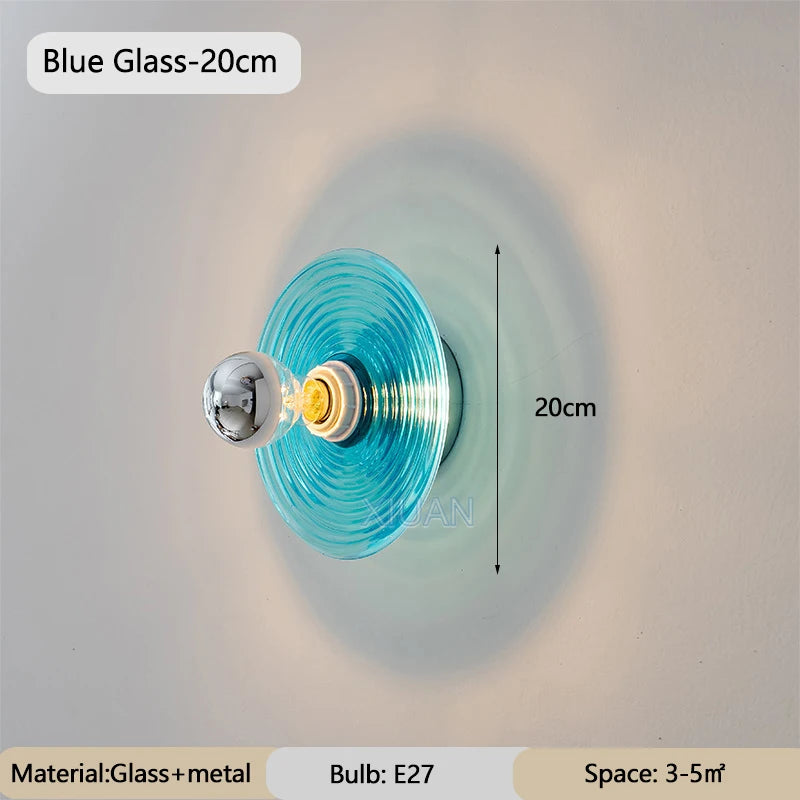Wavy glass wall light for hallway, entrance and staircase - vue 8 sur 9