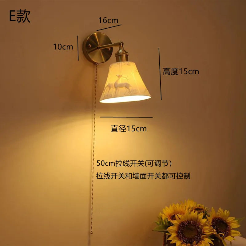 Antique LED wall light with pull switch - vue 8 sur 10