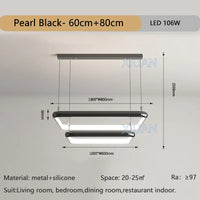 Modern LED square pendant chandelier with pearl finish for home