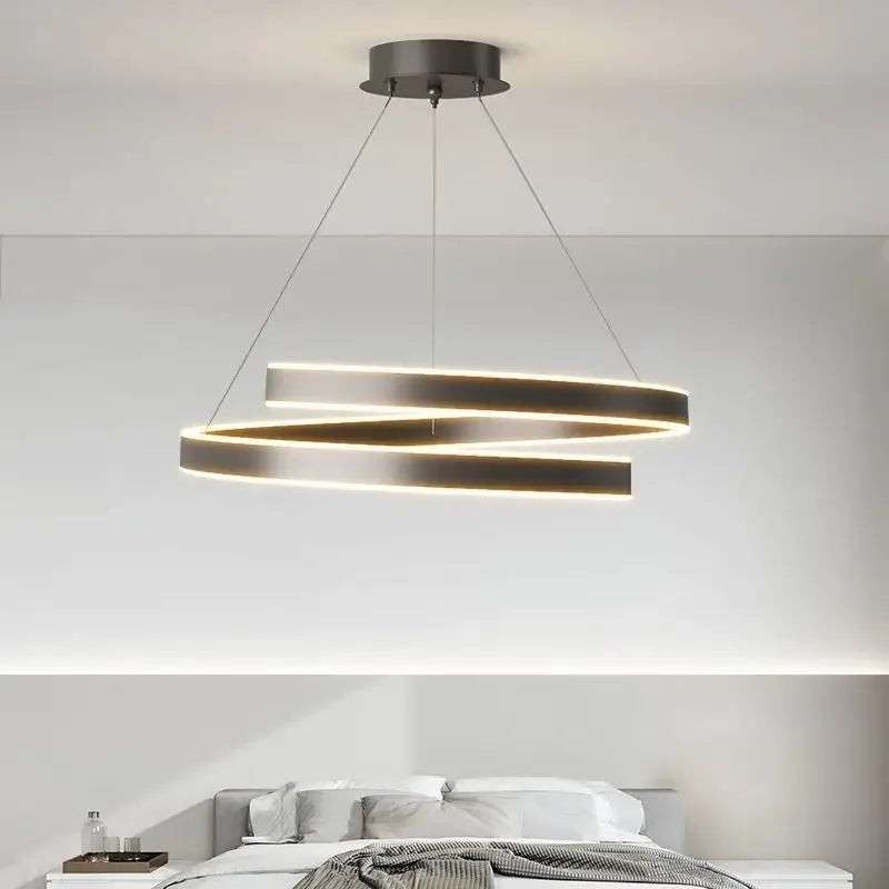 Modern LED spiral chandelier for interior decoration - vue 4 sur 24