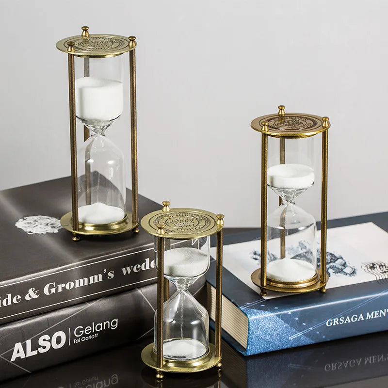 classic vintage metal hourglass for decoration and study