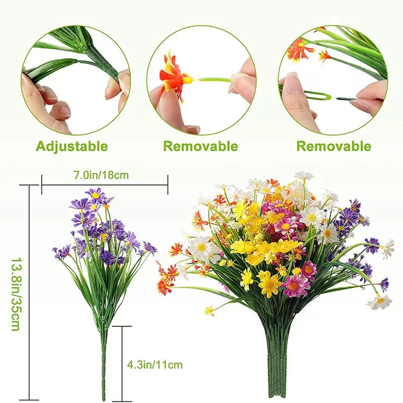 Uv-resistant artificial daisies for indoor and outdoor decoration
