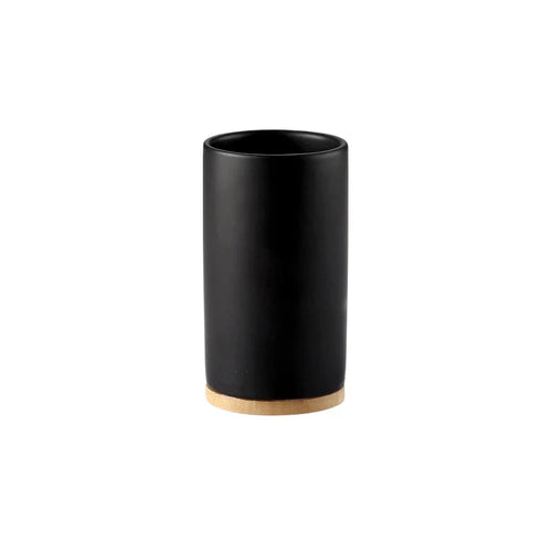 Nordic style ceramic toothbrush holder with wooden base - vue 16 sur 22