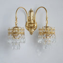 Vintage luxury gold crystal wall light with two lights