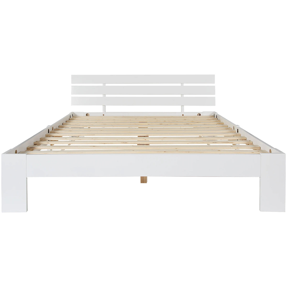 EU STOCK Wooden bed Double bed, headboard, slatted grille -200 x 140cm solid wood FSC Solid wood double bed - vue 5 sur 7
