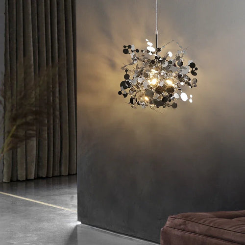 Modern stainless steel chandelier for restaurant and shop - vue 6 sur 24