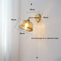 Retro rotary copper glass wall light with switch