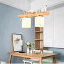 Nordic solid wood chandelier with birds