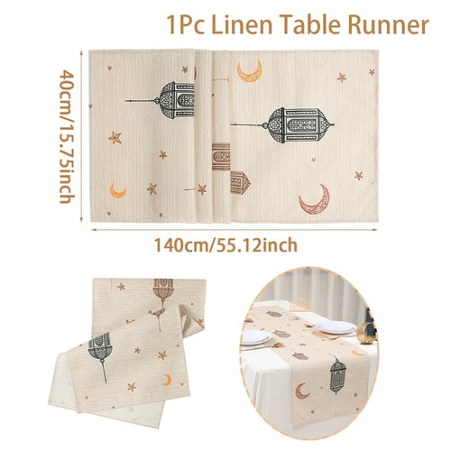 Ramadan table runner with lantern, moon and star motifs - vue 8 sur 9