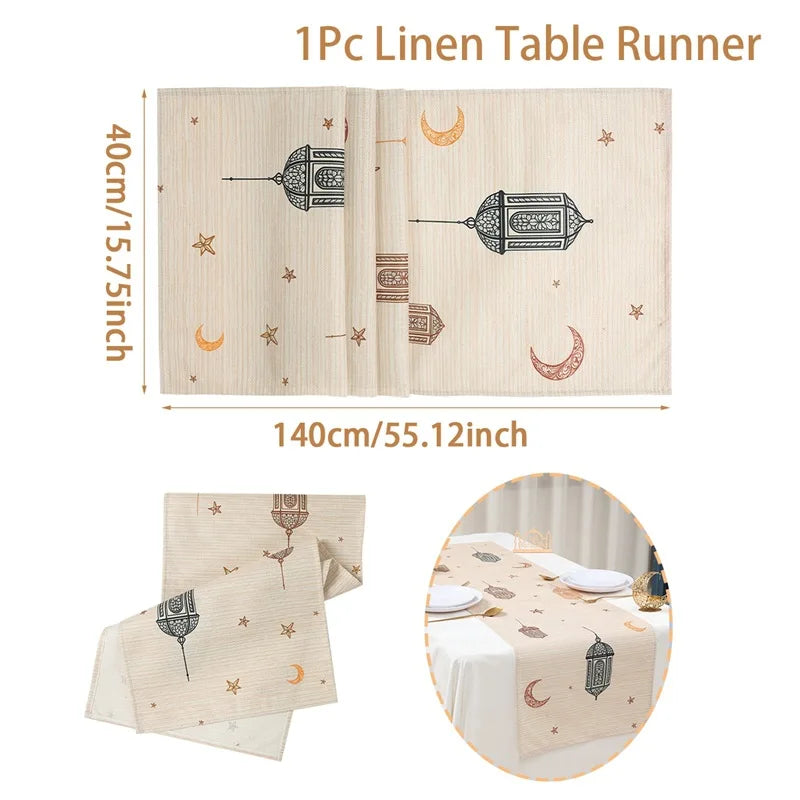 Ramadan table runner with lantern, moon and star motifs - vue 7 sur 9