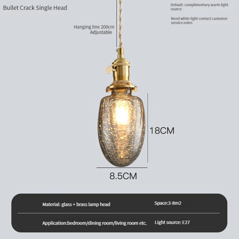 Vintage Edison chandelier with crystal glass shade for bar or loft - vue 3 sur 22