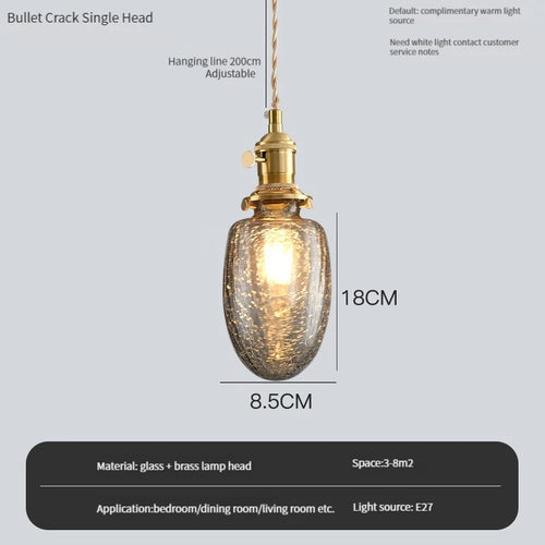 Vintage pendant light with switch and crystal glass shade - vue 4 sur 22