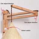 Artistic Japanese Nordic style retractable folding wooden wall light