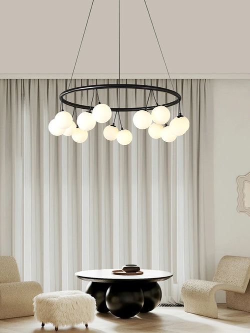 Circular glass designer pendant light for modern interiors - vue 4 sur 9