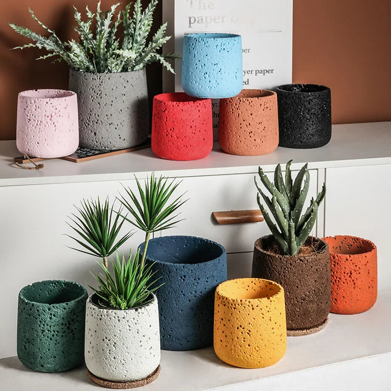 modern cement flower pot for indoor and outdoor decoration