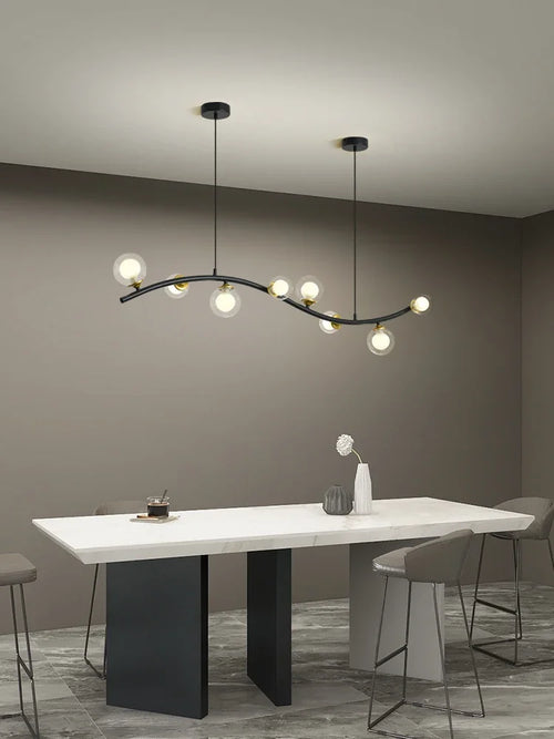 Modern nordic black glass chandelier for restaurant and bar - vue 2 sur 10