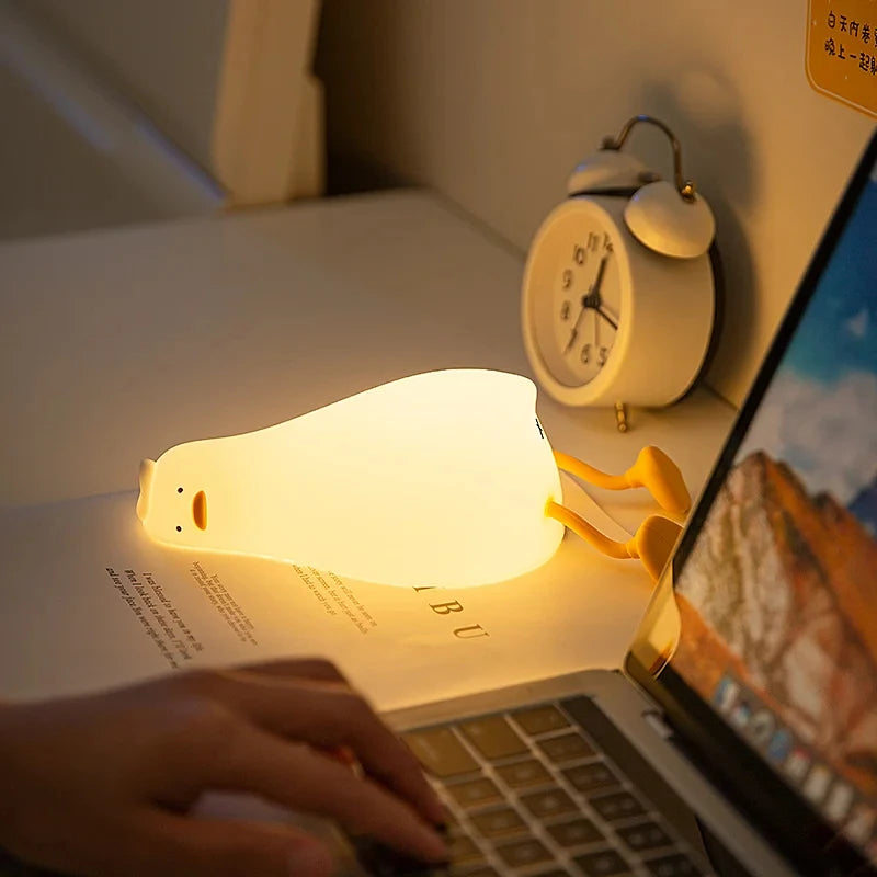 Rechargeable silicone duck night light USB dimmable birthday gift