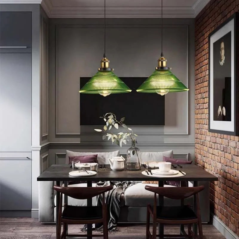 Nordic style green glass pendant light - vue 4 sur 8