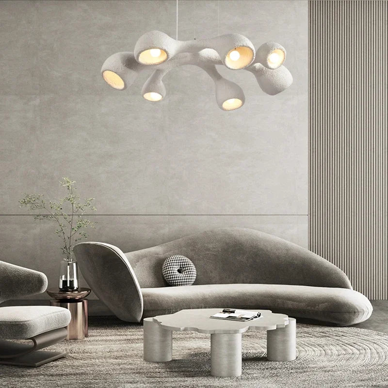 Japanese wabi-sabi style LED chandelier for villa, clubhouse, duplex