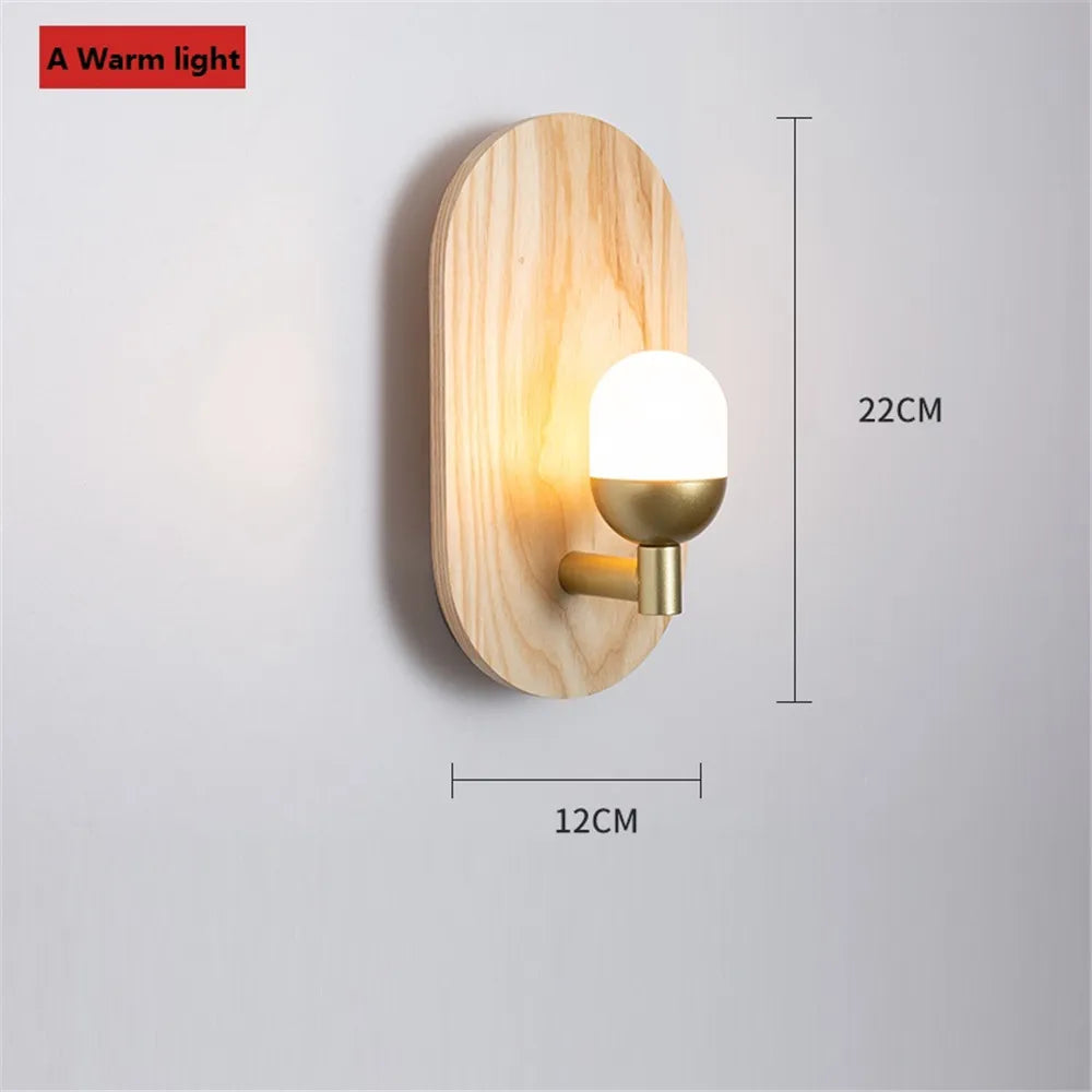 Nordic wooden wall light for modern interior decoration - vue 10 sur 10