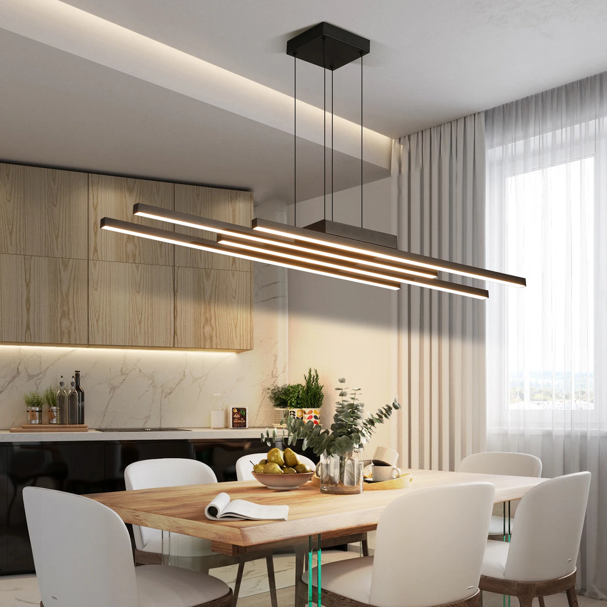 Modern minimalist Nordic LED aluminium chandelier - vue 4 sur 10