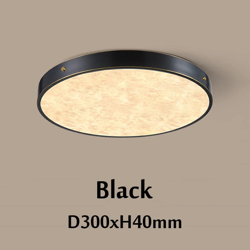 luxurious brass led ceiling light mounted in circular marble - vue 8 sur 8