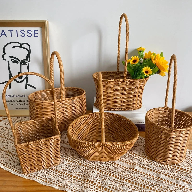 handwoven storage basket for garden and picnic