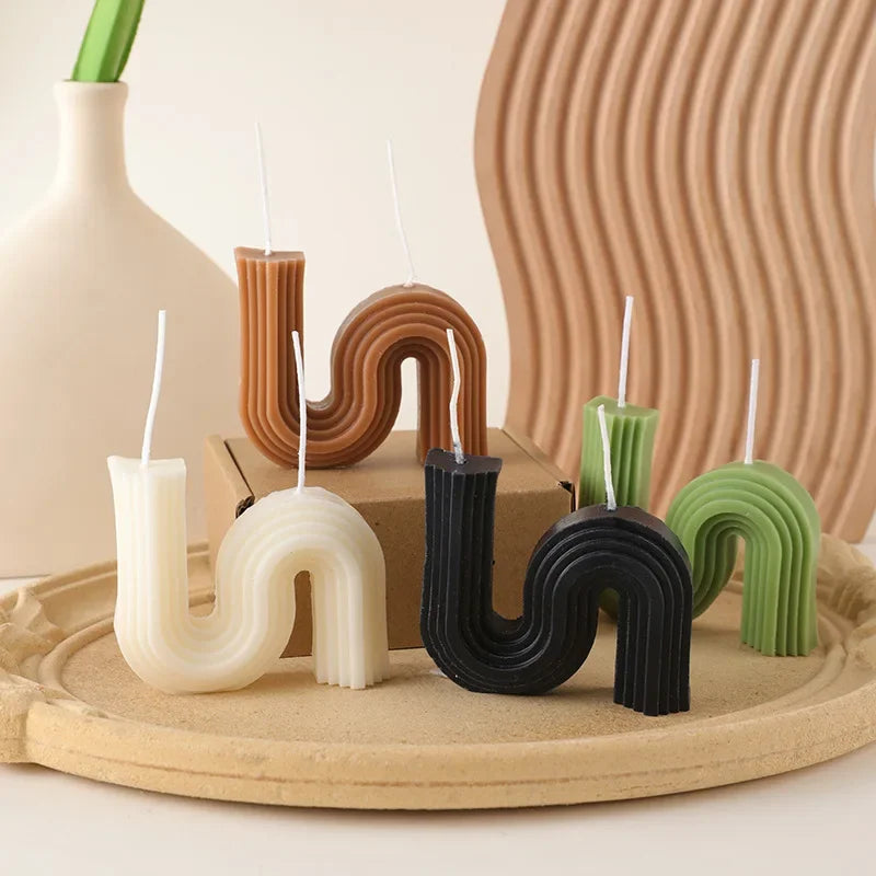2024 geometric wave-shaped decorative soy candles