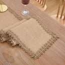 Beige boho rustic macramé table runner with fringe