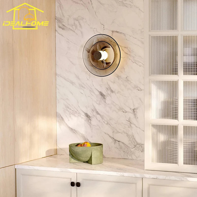 Minimalist glass art LED wall light for interior design - vue 3 sur 11