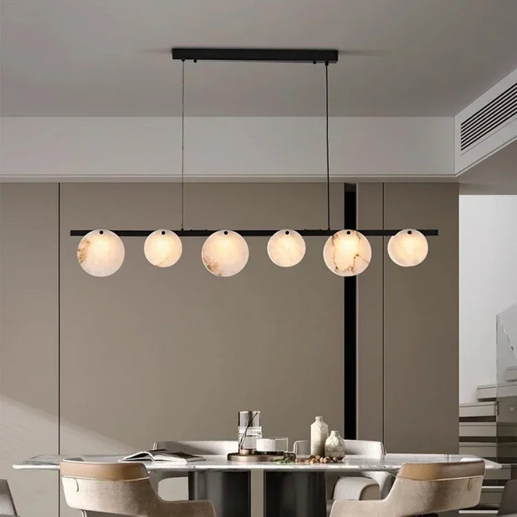 Modern marble and copper pendant light for interior decor