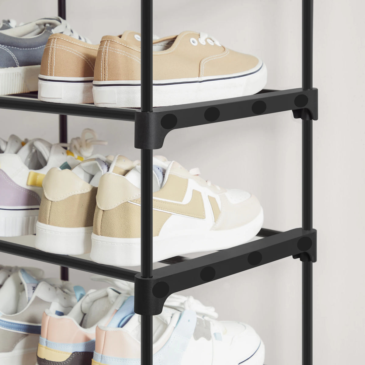 10-tier metal tall shoe rack space saving