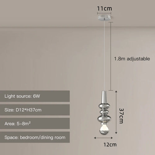 Modern nordic LED pendant light for elegant interior decor - vue 12 sur 12