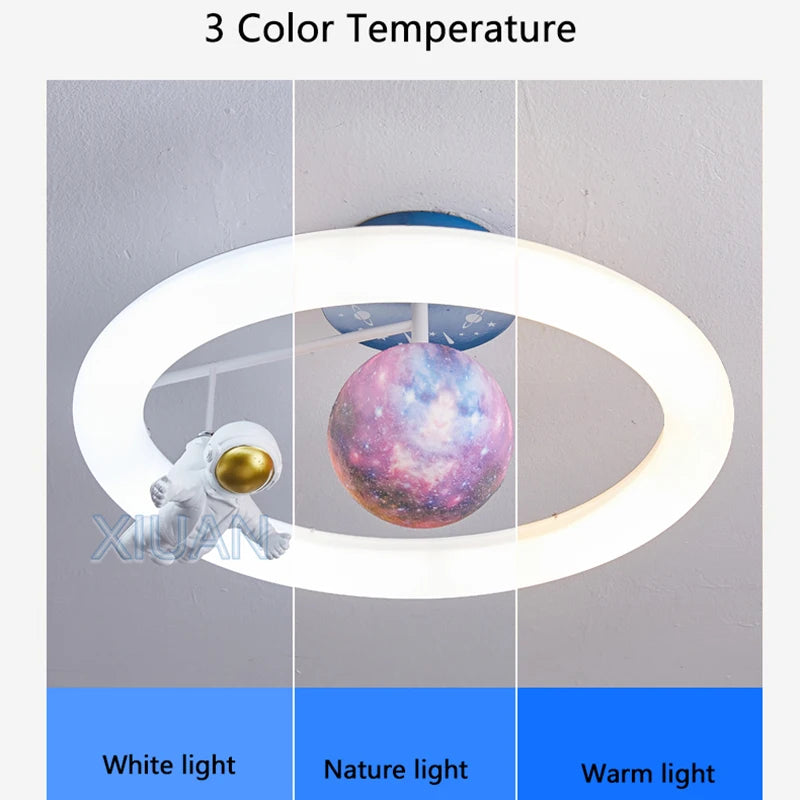 Creative space rabbit ceiling light for students - vue 5 sur 8