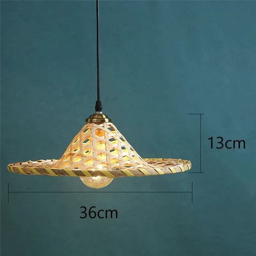 Handmade art chandelier in natural bamboo Chinese style LED - vue 5 sur 7