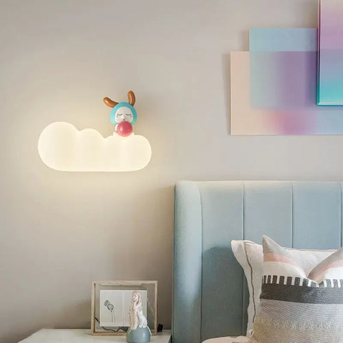 Nordic children's LED wall light with animal, moon and sun designs - vue 3 sur 13