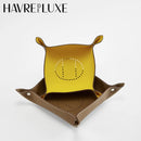 Foldable leather storage tray for various items