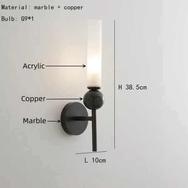 Marble and copper pendant light for modern indoor lighting