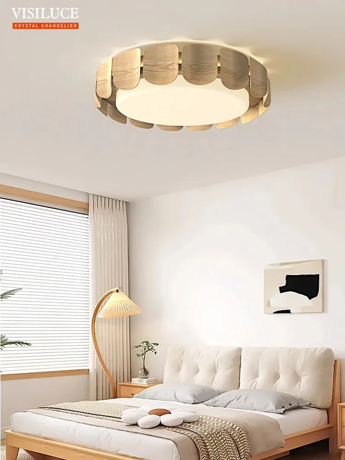 Modern wabi-sabi wood ceiling light for interior design - vue 6 sur 8
