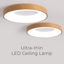 Ultra-slim round wood grain LED ceiling light