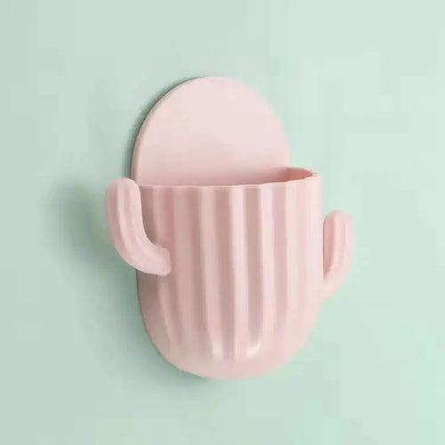 cactus self-adhesive wall mount for toothbrush and toothpaste storage - vue 9 sur 10