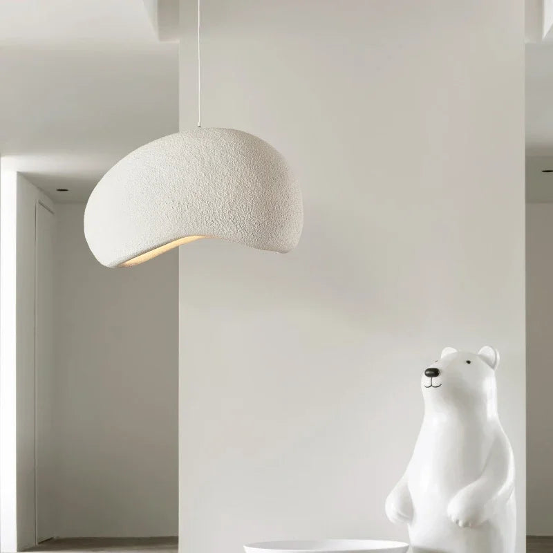Nordic wabi-sabi LED resin pendant light for café loft - vue 5 sur 29