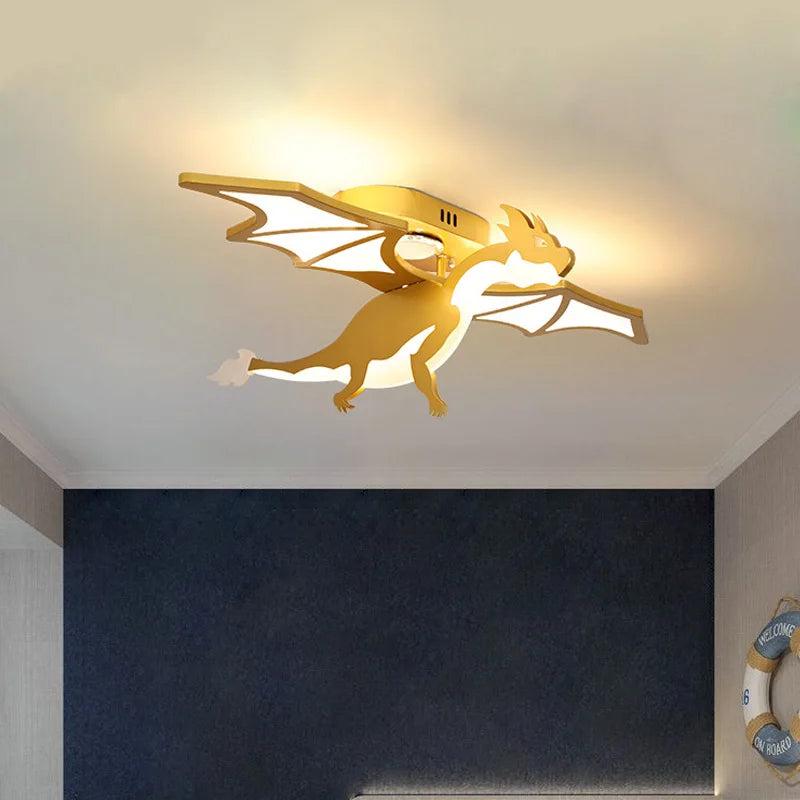 Designer LED cartoon dinosaur gold decorative ceiling light