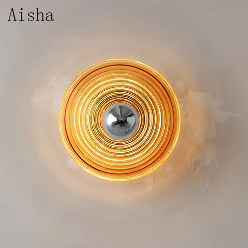 Retro ripple glass wall light with decorative design for interiors - vue 3 sur 8